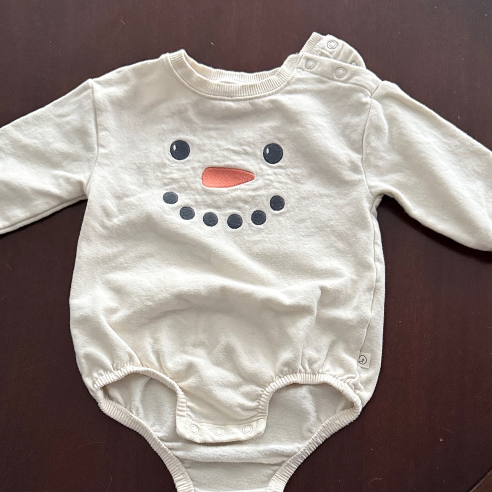 Cream Snowman Kids Bodysuit